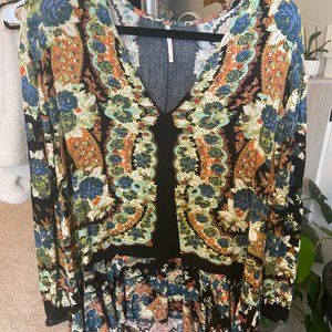Free People Long Sleeve Patterned Blouse
